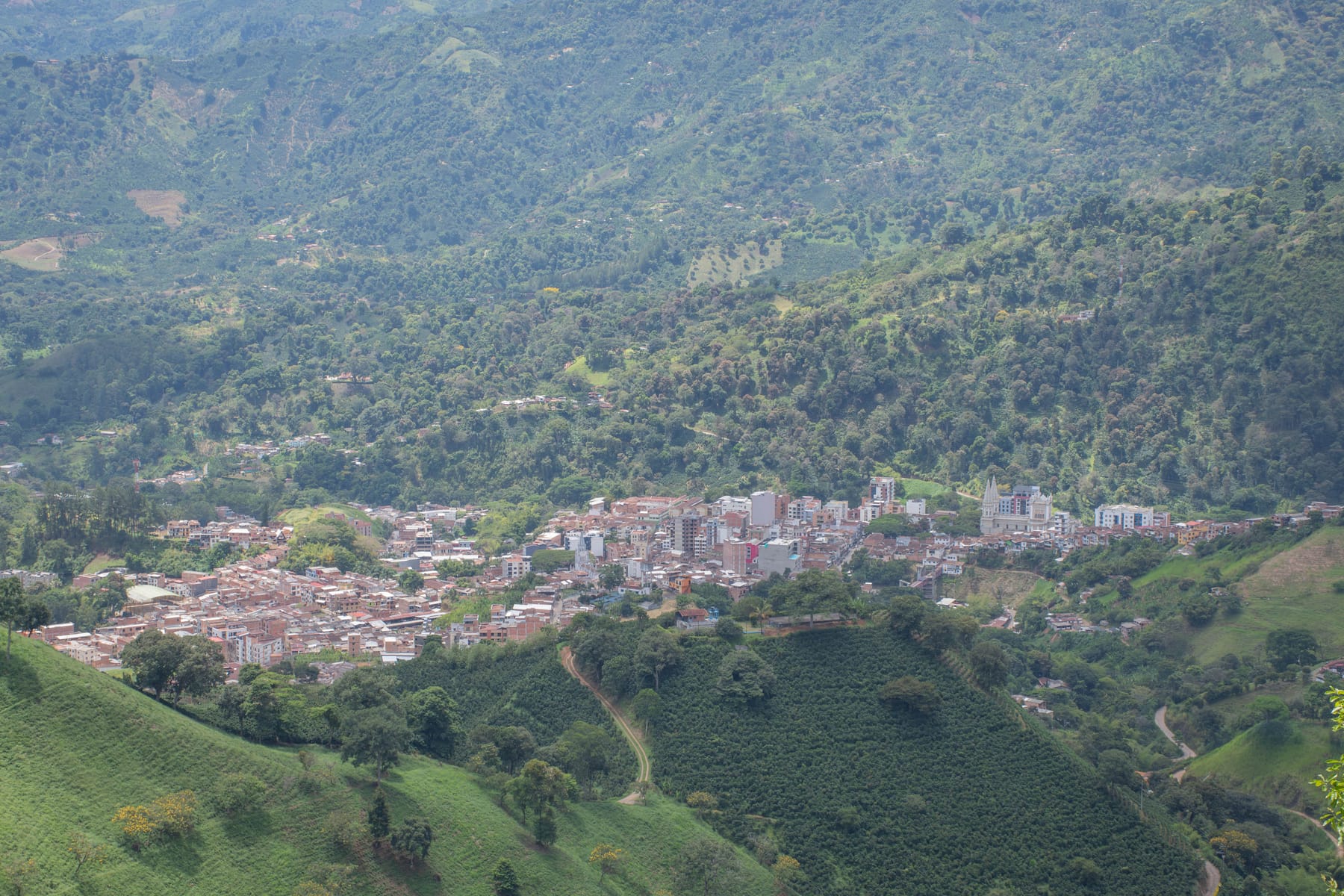 El municipio de Andes visto desde las laderas cafeteras